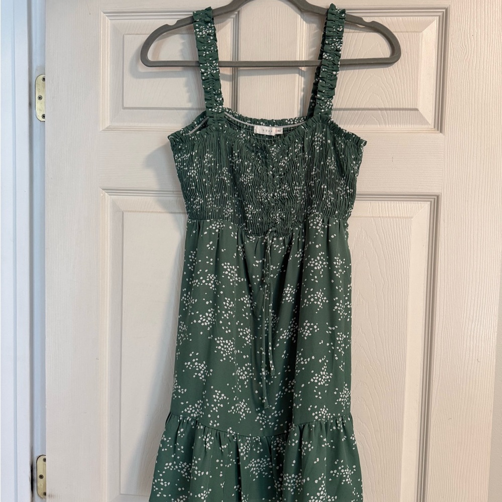 Lush Green Floral Mini Dress